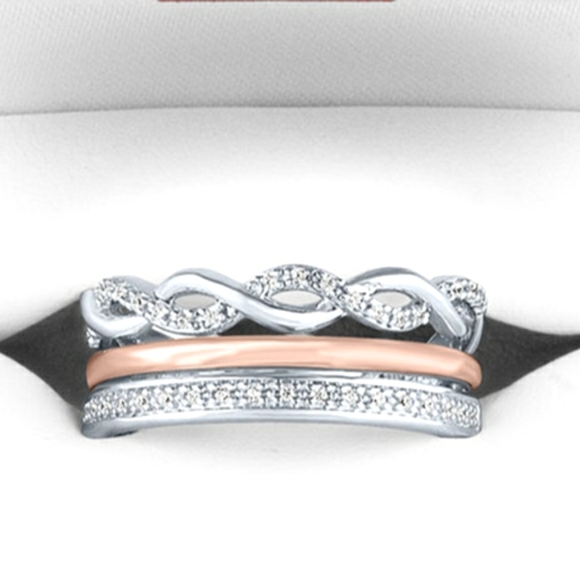 Brand New 40 Genuine Diamonds 14K Rose Gold & 925 Sterling Silver Ring 7 - Picture 2 of 13